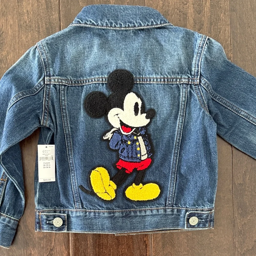 NWT Gender Neutral GAP Disney Denim Jacket with embroidered Mickey Mouse